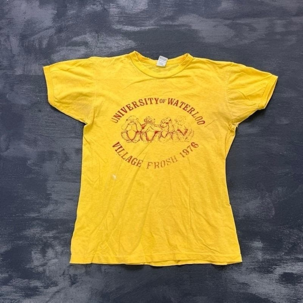 Vintage University Ofโ Waterloo Shirt Mens Small Yellow 1970s Village Frosh